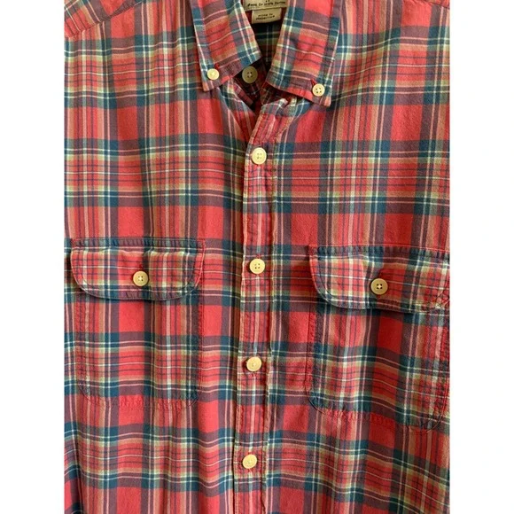 J.Crew Mens Madras Plaid Button Down Shirt Pink Blue Tailored Fit Small - Picture 6 of 6